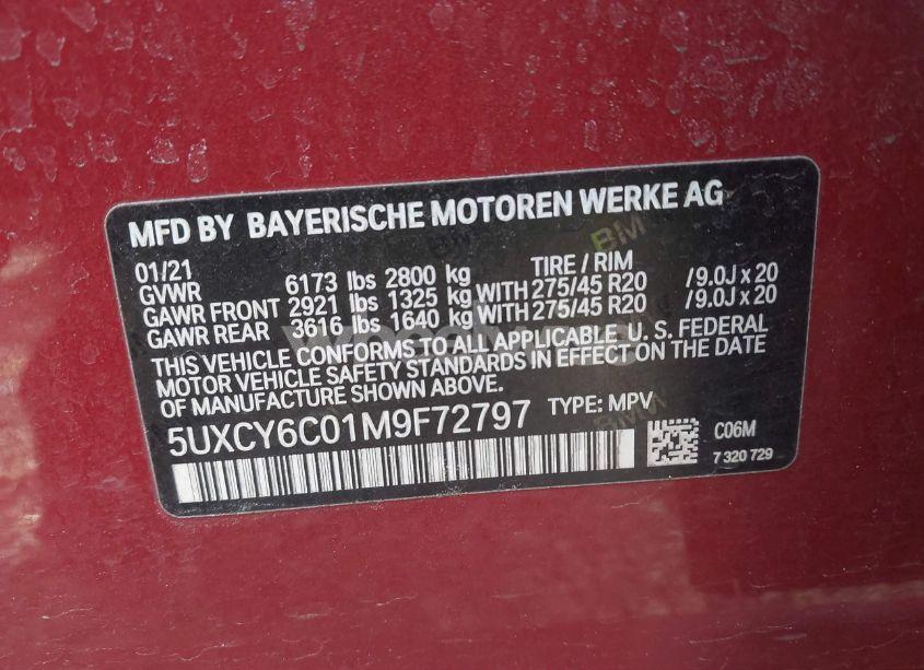 Photo 9 of 2021 Bmw X6 XDRIVE40I (VIN 5UXCY6C01M9F72797)