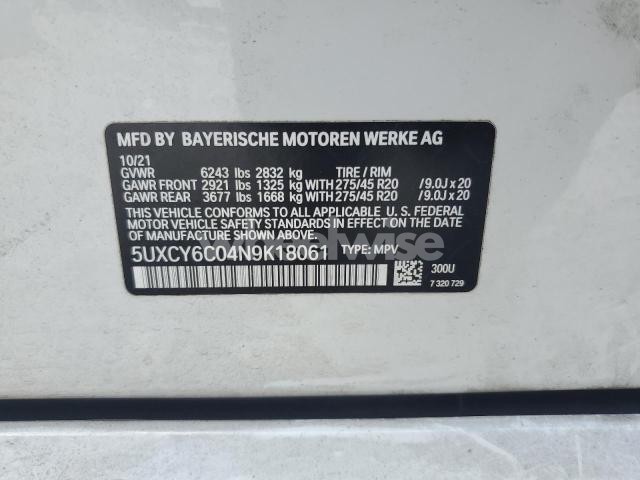 Photo 9 of 2022 BMW X6 XDRIVE40I (VIN 5UXCY6C04N9K18061)