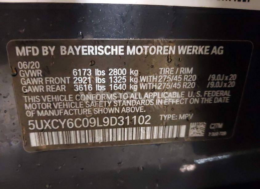 Photo 9 of 2020 Bmw X6 XDRIVE40I (VIN 5UXCY6C09L9D31102)