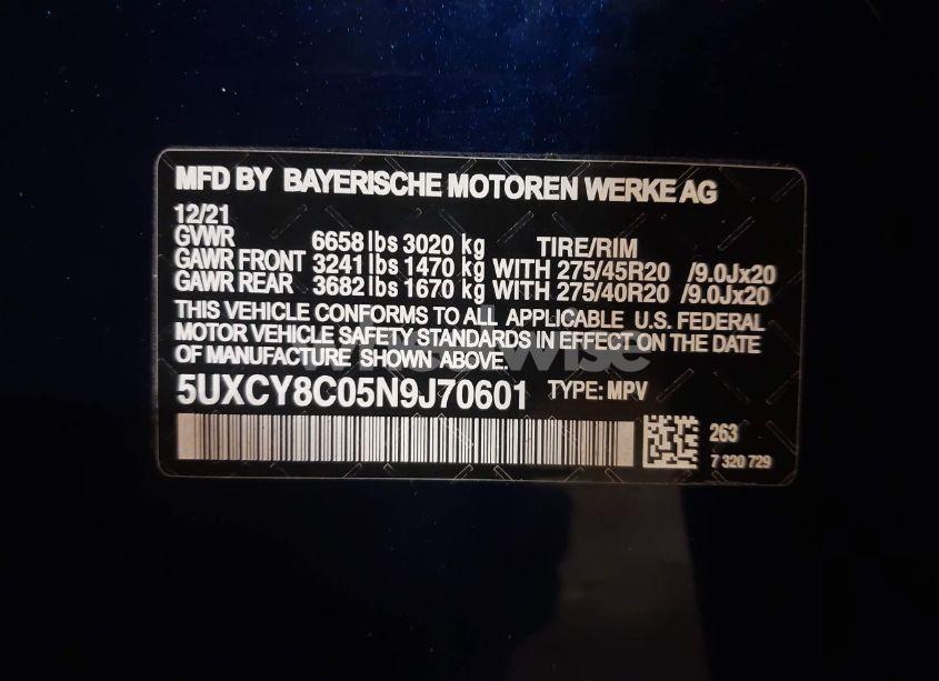 Photo 9 of 2022 Bmw X6 M50I (VIN 5UXCY8C05N9J70601)