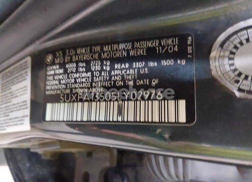 Photo 9 of 2005 Bmw X5 3.0I (VIN 5UXFA13505LY02976)