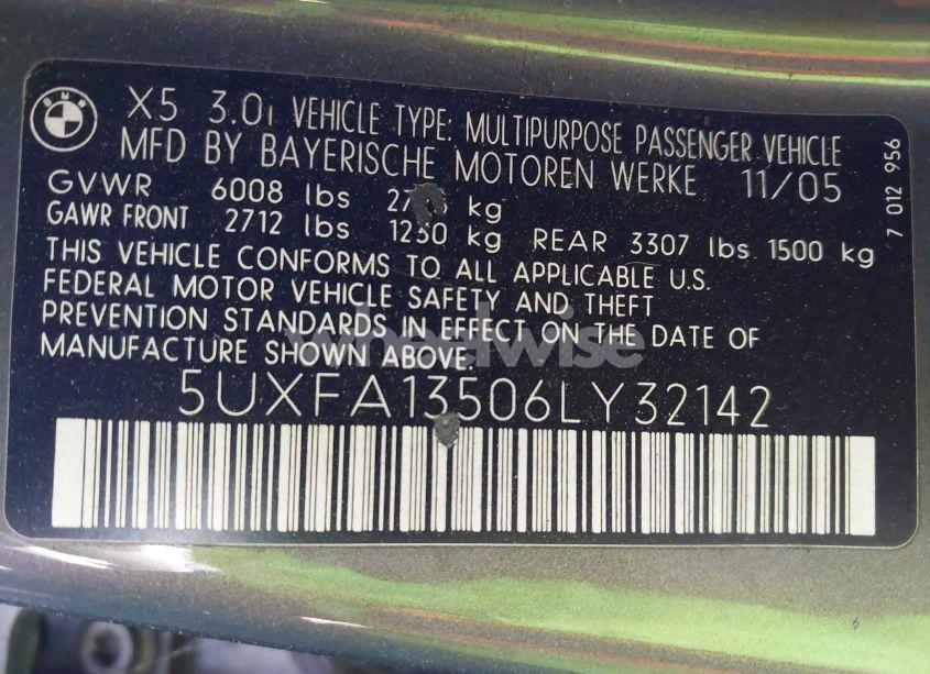 Photo 9 of 2006 Bmw X5 3.0I (VIN 5UXFA13506LY32142)