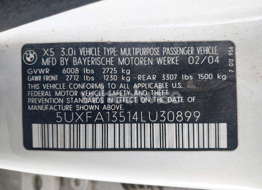 Photo 9 of 2004 Bmw X5 3.0I (VIN 5UXFA13514LU30899)