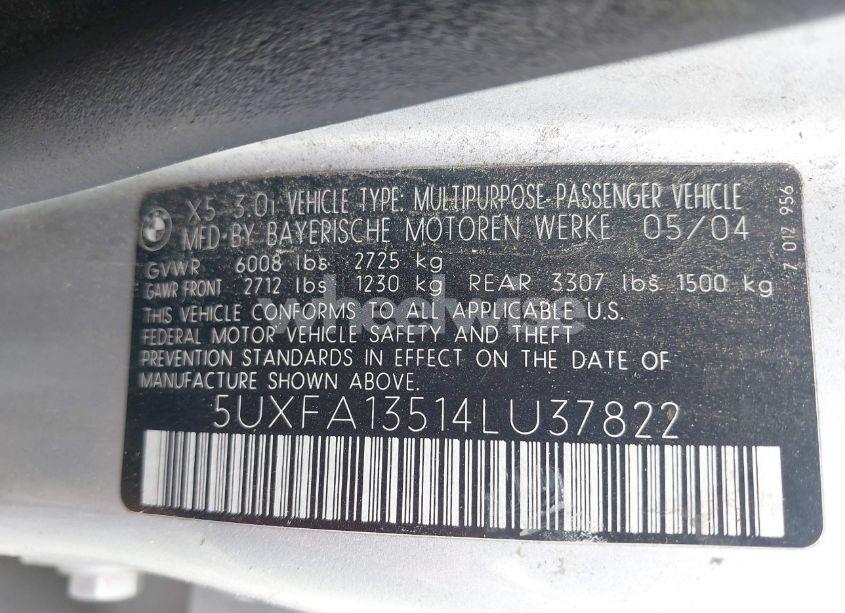 Photo 9 of 2004 Bmw X5 3.0I (VIN 5UXFA13514LU37822)