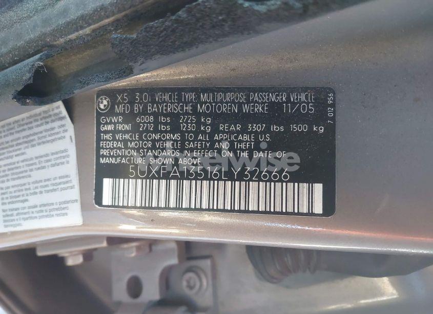 Photo 9 of 2006 Bmw X5 3.0I (VIN 5UXFA13516LY32666)