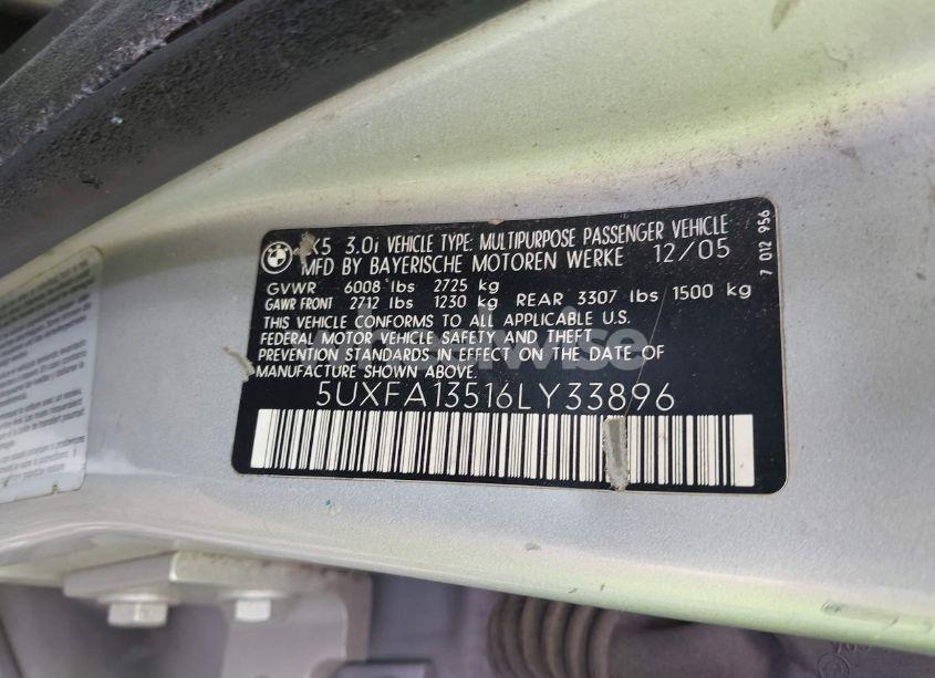 Photo 9 of 2006 Bmw X5 3.0I (VIN 5UXFA13516LY33896)