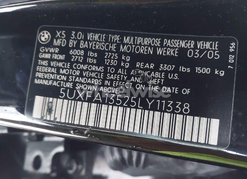 Photo 9 of 2005 Bmw X5 3.0I (VIN 5UXFA13525LY11338)