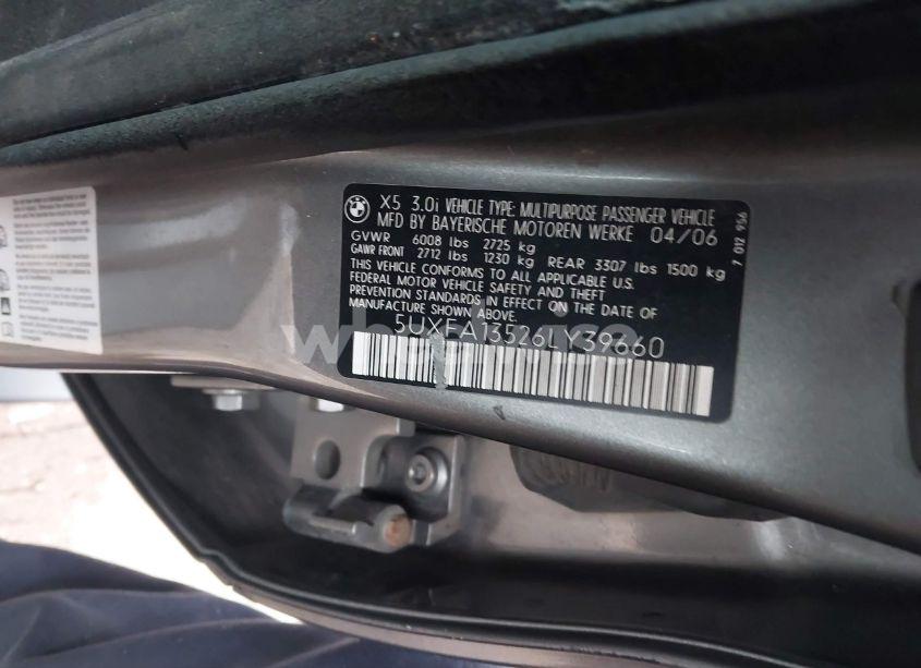 Photo 9 of 2006 Bmw X5 3.0I (VIN 5UXFA13526LY39660)