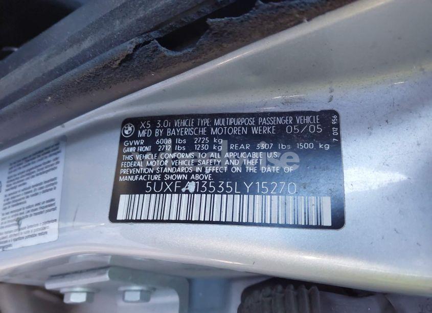 Photo 9 of 2005 Bmw X5 3.0I (VIN 5UXFA13535LY15270)