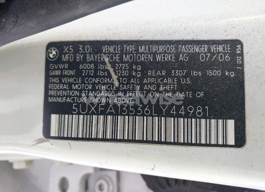 Photo 9 of 2006 Bmw X5 3.0I (VIN 5UXFA13536LY44981)