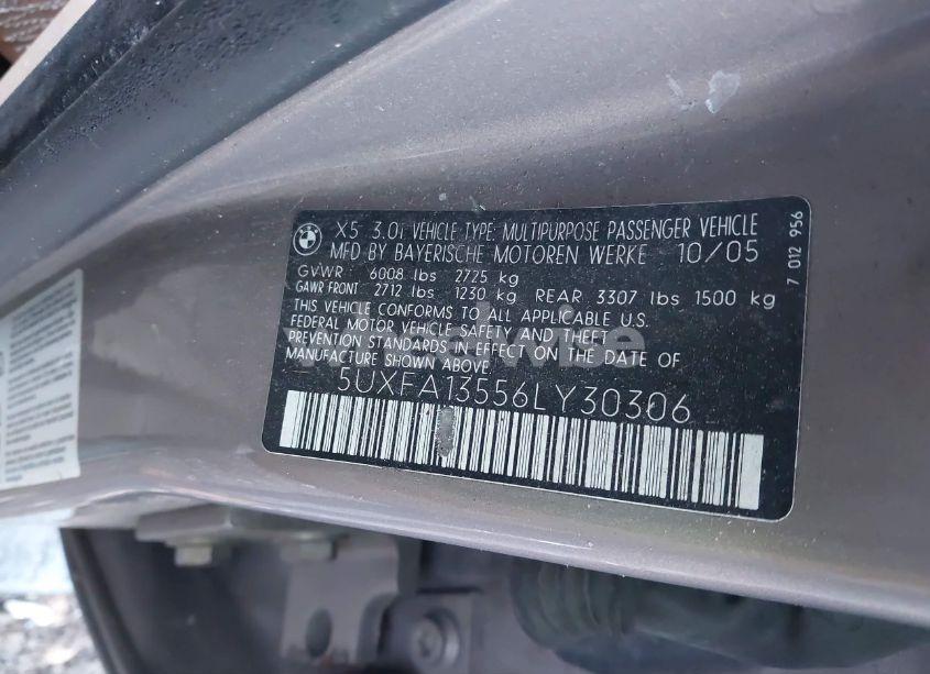Photo 9 of 2006 Bmw X5 3.0I (VIN 5UXFA13556LY30306)