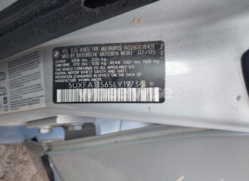 Photo 9 of 2005 Bmw X5 3.0I (VIN 5UXFA13565LY19734)