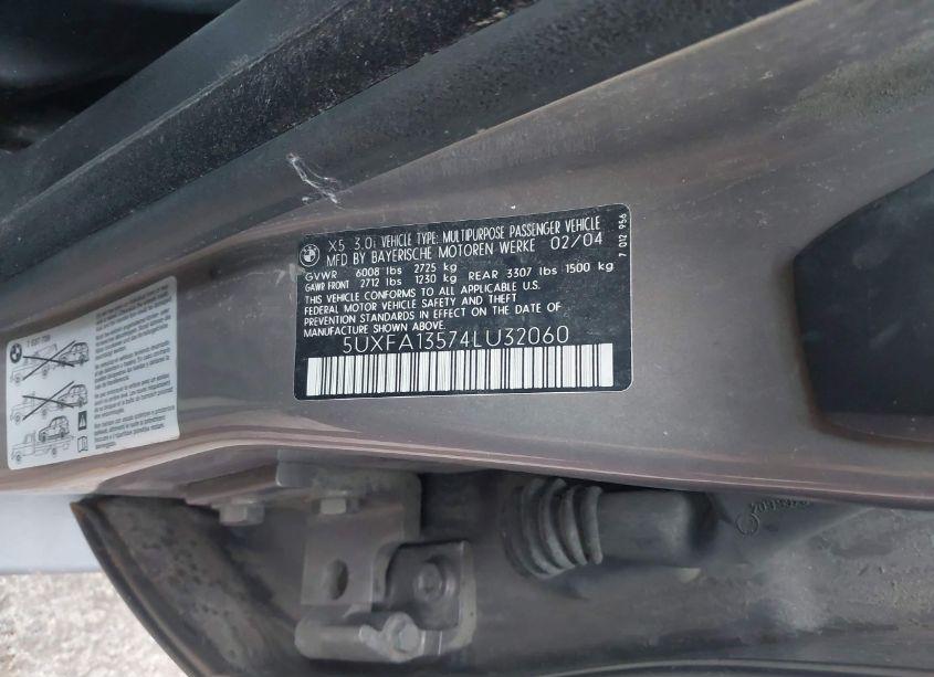 Photo 9 of 2004 Bmw X5 3.0I (VIN 5UXFA13574LU32060)