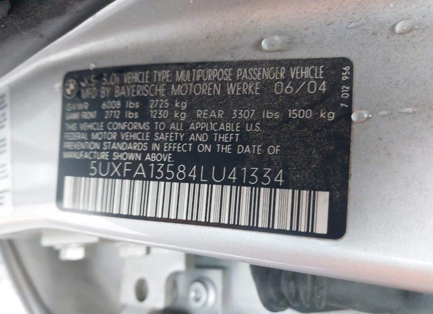 Photo 9 of 2004 Bmw X5 3.0I (VIN 5UXFA13584LU41334)