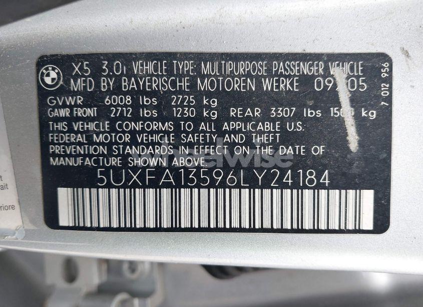 Photo 9 of 2006 Bmw X5 3.0I (VIN 5UXFA13596LY24184)