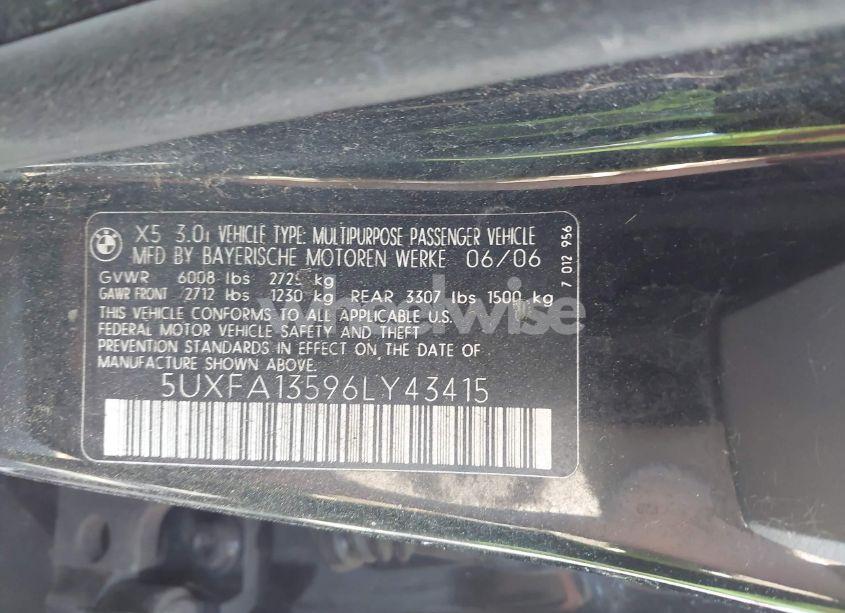 Photo 9 of 2006 Bmw X5 3.0I (VIN 5UXFA13596LY43415)