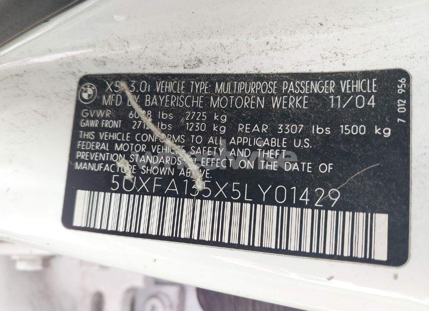 Photo 9 of 2005 Bmw X5 3.0I (VIN 5UXFA135X5LY01429)