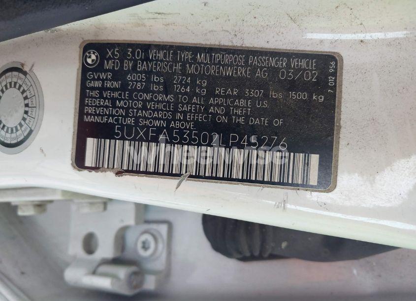 Photo 9 of 2002 Bmw X5 3.0I (VIN 5UXFA53502LP45276)