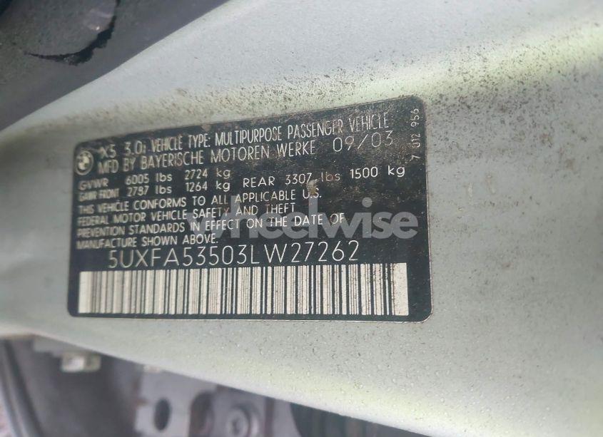Photo 9 of 2003 Bmw X5 3.0I (VIN 5UXFA53503LW27262)