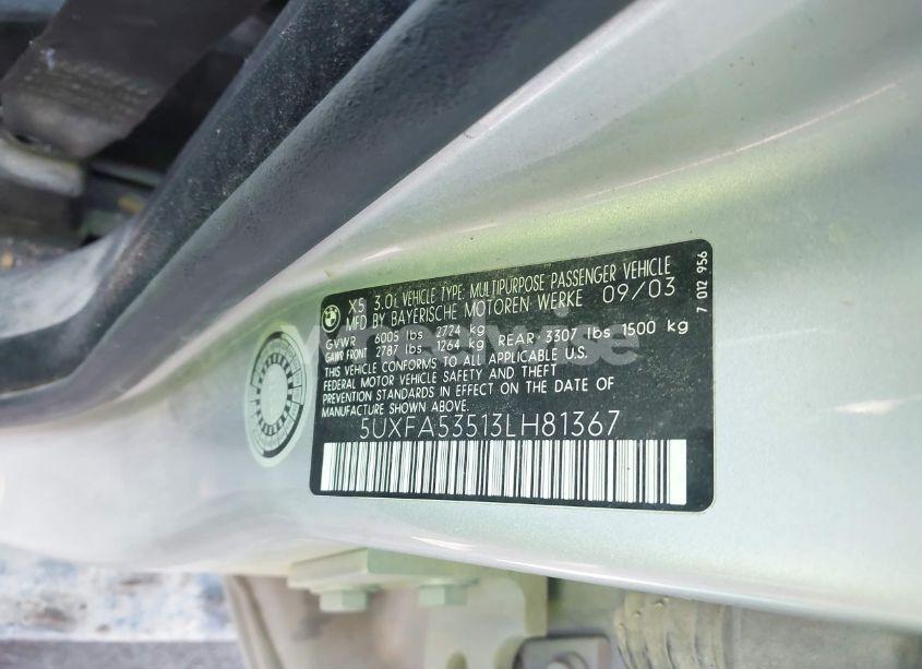 Photo 9 of 2003 Bmw X5 3.0I (VIN 5UXFA53513LH81367)
