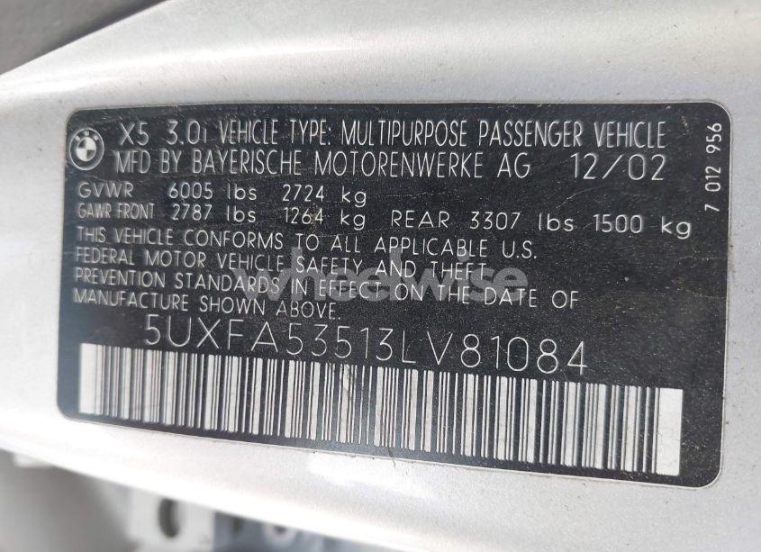 Photo 9 of 2003 Bmw X5 3.0I (VIN 5UXFA53513LV81084)