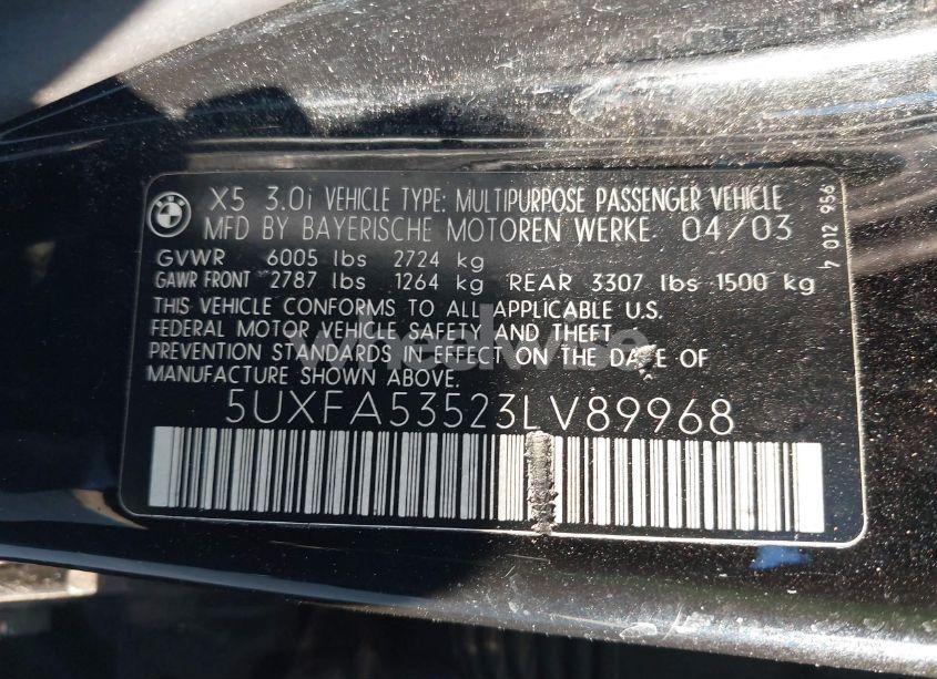 Photo 9 of 2003 Bmw X5 3.0I (VIN 5UXFA53523LV89968)