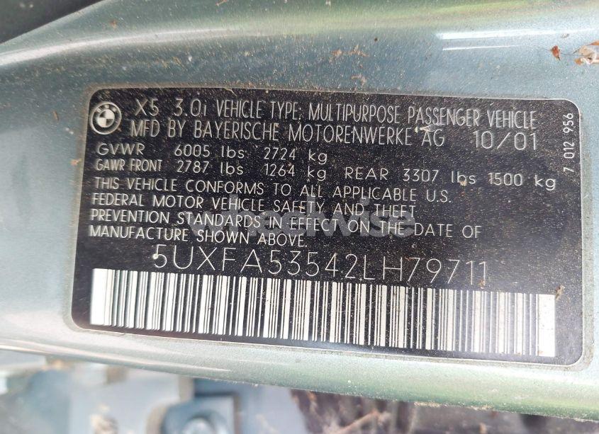 Photo 9 of 2002 Bmw X5 3.0I (VIN 5UXFA53542LH79711)