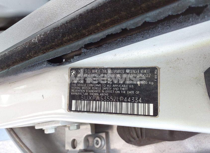 Photo 9 of 2002 Bmw X5 3.0I (VIN 5UXFA53552LP44334)
