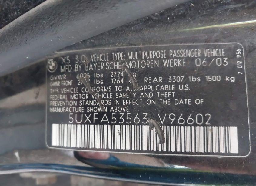 Photo 9 of 2003 Bmw X5 3.0I (VIN 5UXFA53563LV96602)