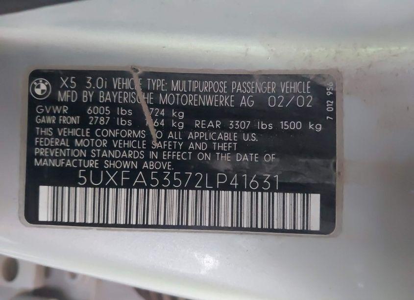 Photo 9 of 2002 Bmw X5 3.0I (VIN 5UXFA53572LP41631)