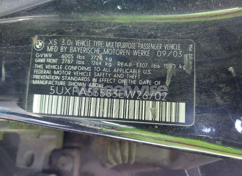 Photo 9 of 2003 Bmw X5 3.0I (VIN 5UXFA53583LW26702)