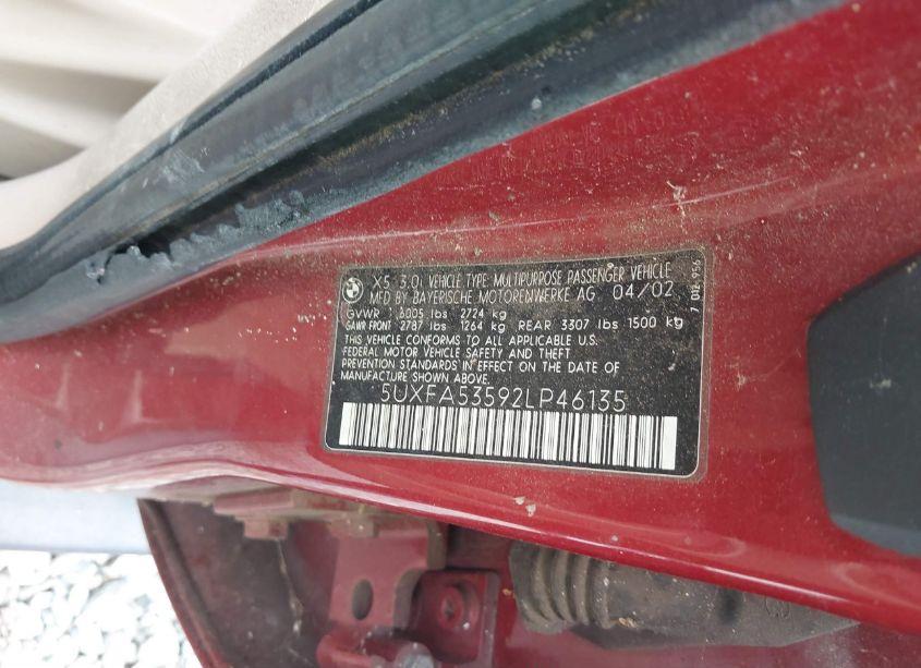 Photo 9 of 2002 Bmw X5 3.0I (VIN 5UXFA53592LP46135)