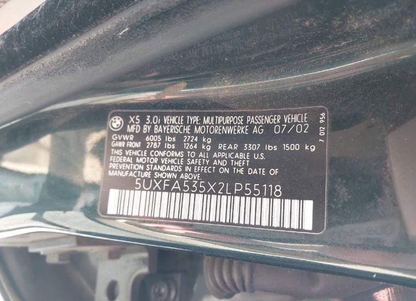 Photo 9 of 2002 Bmw X5 3.0I (VIN 5UXFA535X2LP55118)
