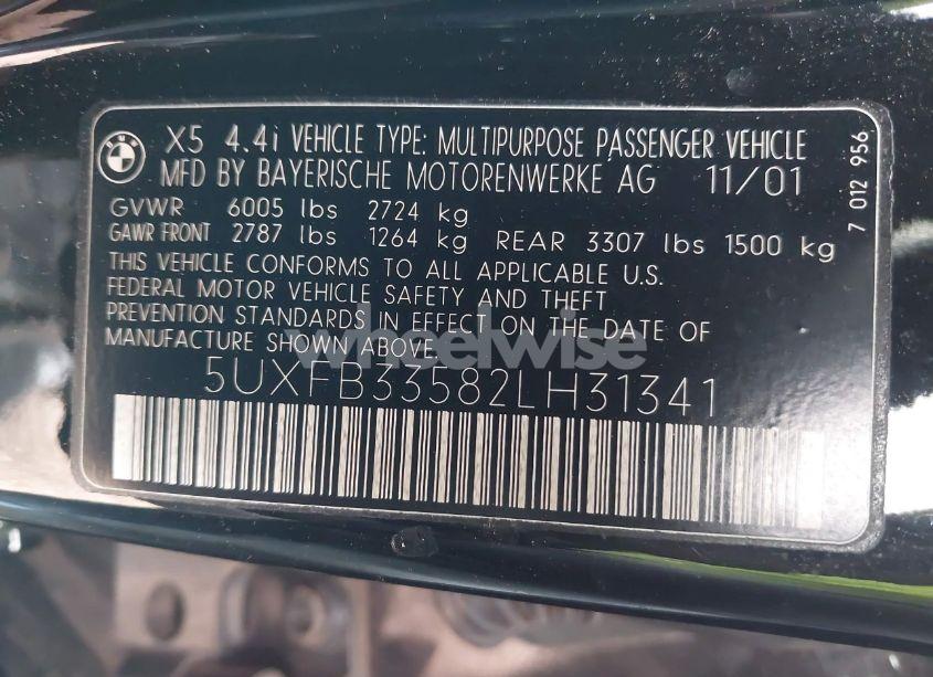 Photo 9 of 2002 Bmw X5 4.4I (VIN 5UXFB33582LH31341)
