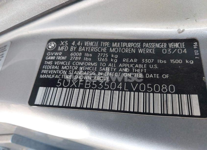 Photo 9 of 2004 Bmw X5 4.4I (VIN 5UXFB53504LV05080)