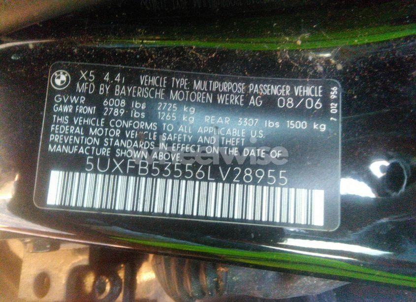 Photo 9 of 2006 Bmw X5 4.4I (VIN 5UXFB53556LV28955)