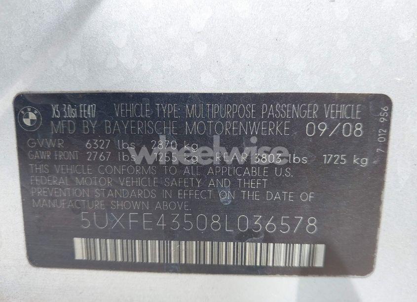 Photo 9 of 2008 Bmw X5 3.0SI (VIN 5UXFE43508L036578)
