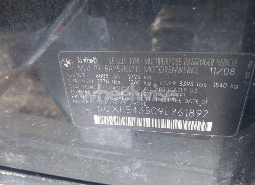 Photo 9 of 2009 Bmw X5 XDRIVE30I (VIN 5UXFE43509L261892)