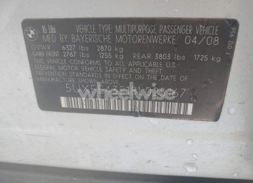Photo 9 of 2008 Bmw X5 3.0SI (VIN 5UXFE43518L025167)