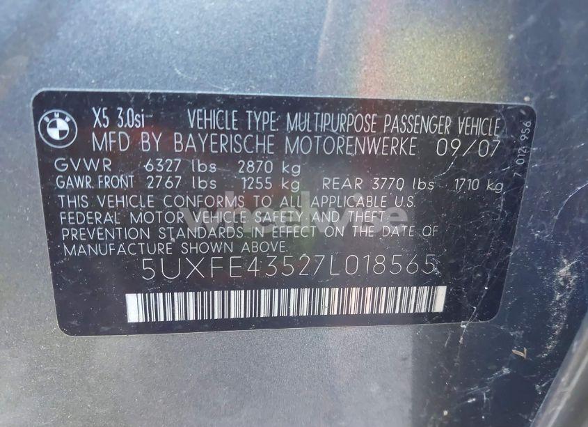 Photo 9 of 2007 Bmw X5 3.0SI (VIN 5UXFE43527L018565)