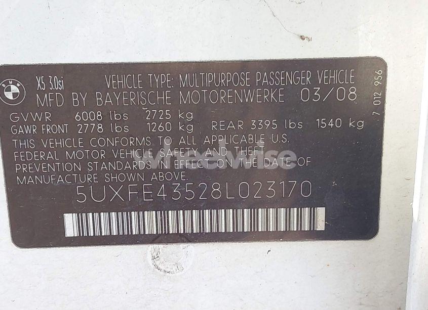 Photo 9 of 2008 Bmw X5 3.0SI (VIN 5UXFE43528L023170)