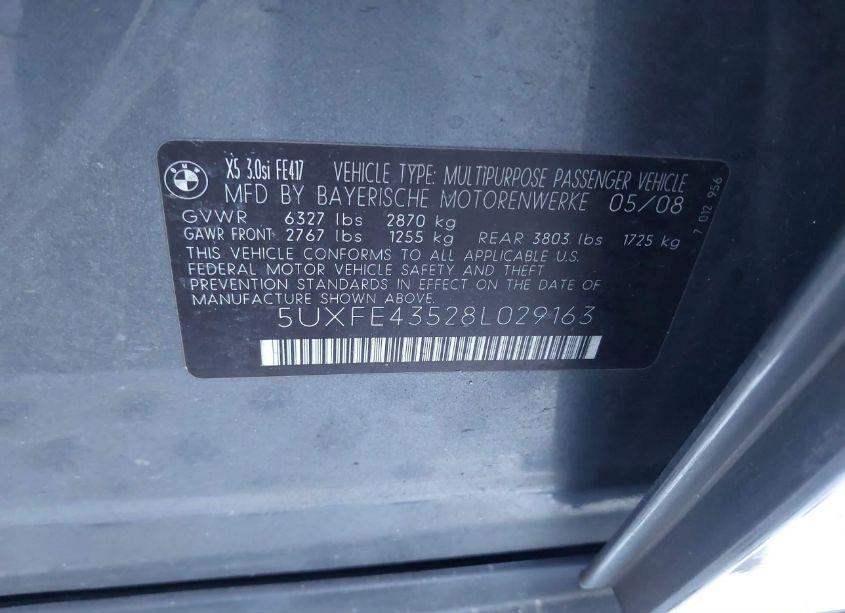 Photo 9 of 2008 Bmw X5 3.0SI (VIN 5UXFE43528L029163)