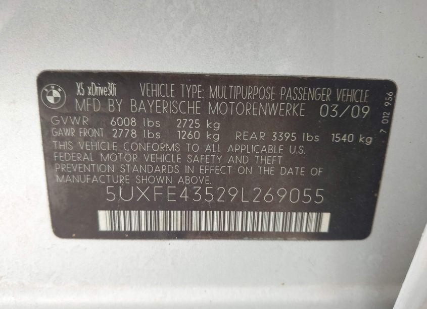 Photo 9 of 2009 Bmw X5 XDRIVE30I (VIN 5UXFE43529L269055)