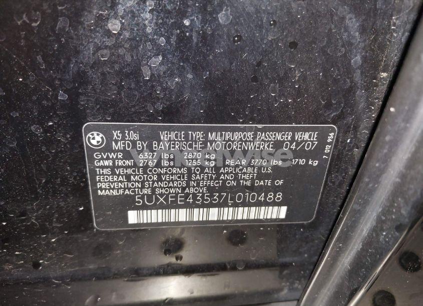 Photo 9 of 2007 Bmw X5 3.0SI (VIN 5UXFE43537L010488)