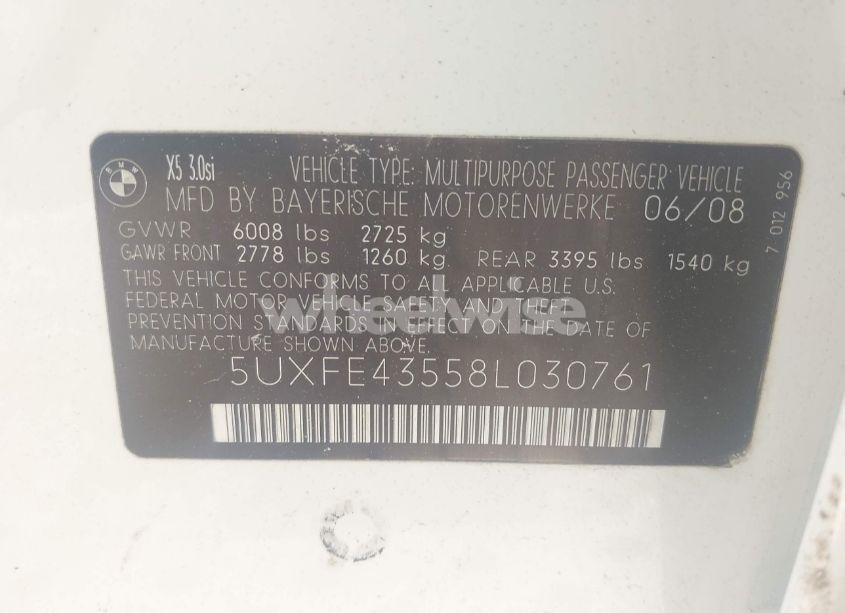 Photo 9 of 2008 Bmw X5 3.0SI (VIN 5UXFE43558L030761)