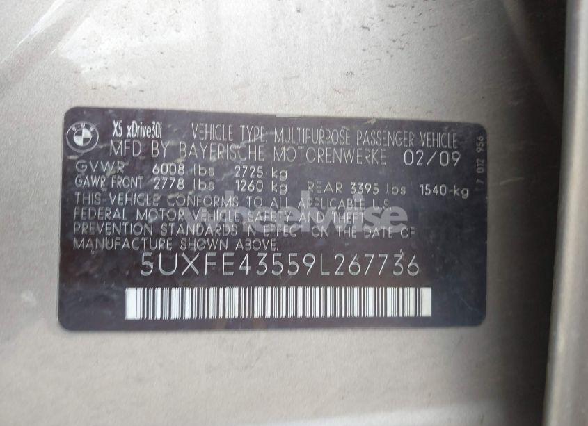 Photo 9 of 2009 Bmw X5 XDRIVE30I (VIN 5UXFE43559L267736)