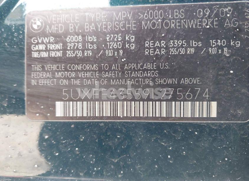 Photo 9 of 2009 Bmw X5 XDRIVE30I (VIN 5UXFE43559L275674)