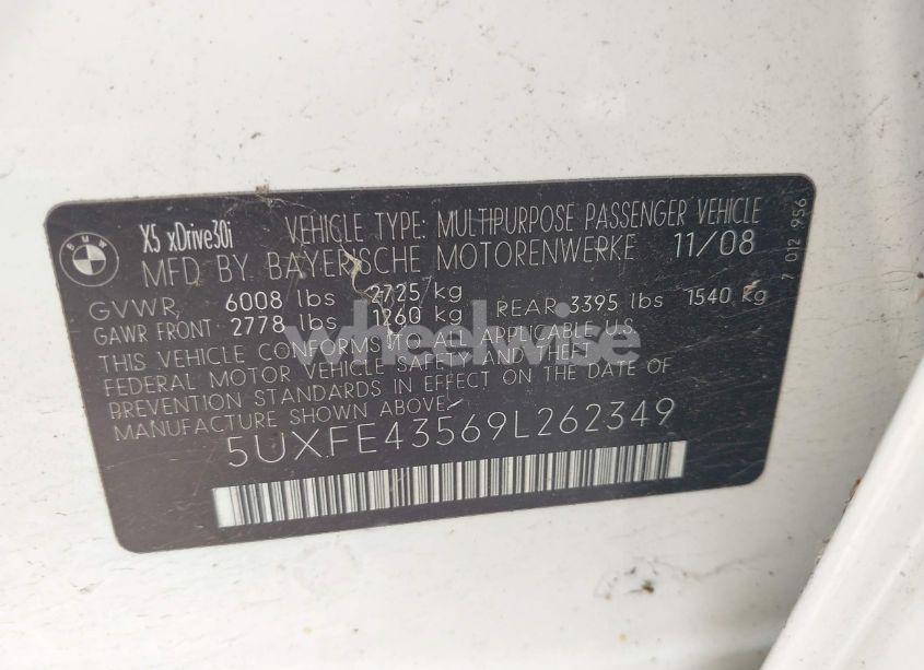 Photo 9 of 2009 Bmw X5 XDRIVE30I (VIN 5UXFE43569L262349)
