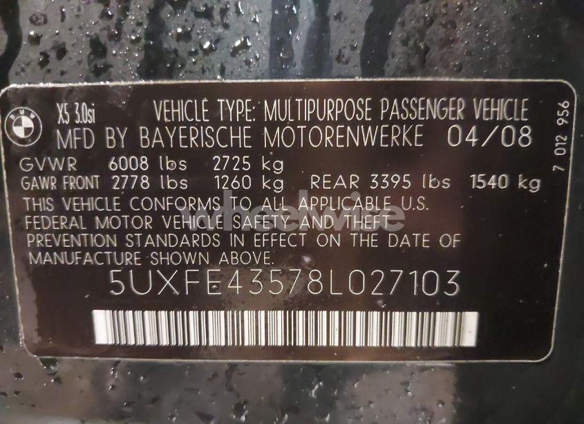 Photo 9 of 2008 Bmw X5 3.0SI (VIN 5UXFE43578L027103)