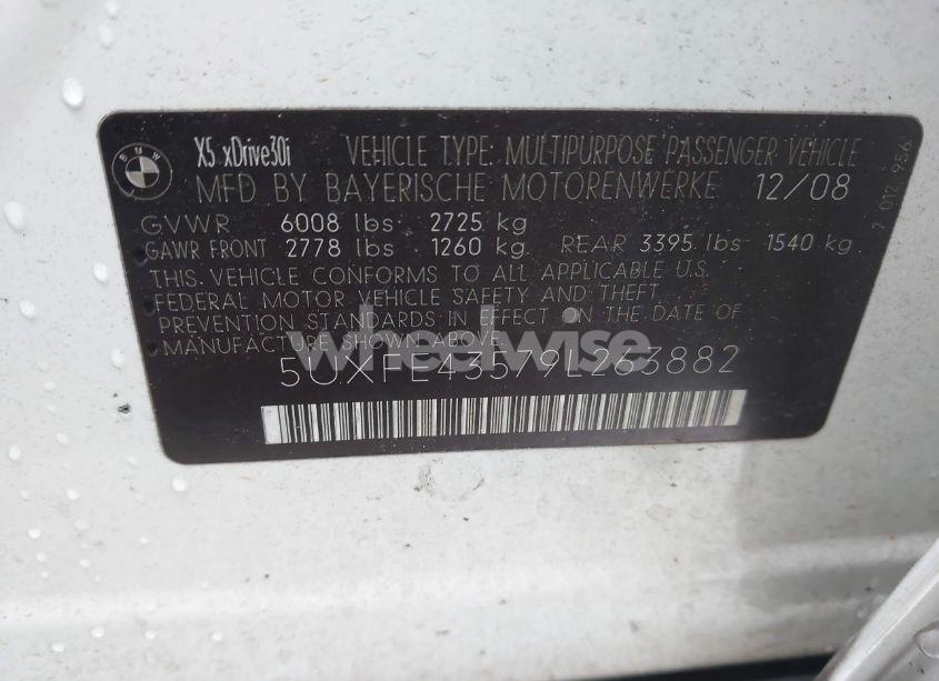 Photo 9 of 2009 Bmw X5 XDRIVE30I (VIN 5UXFE43579L263882)